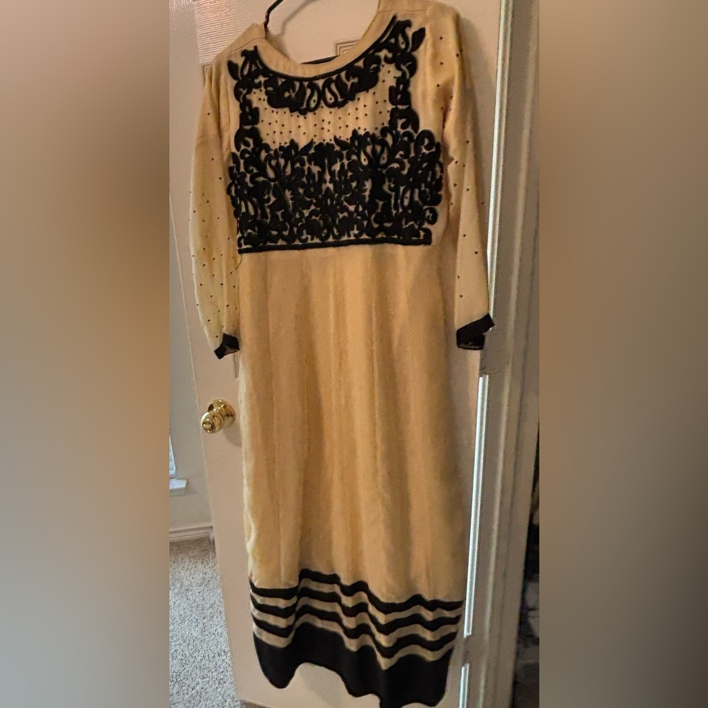 Elegant Black and Cream Dress